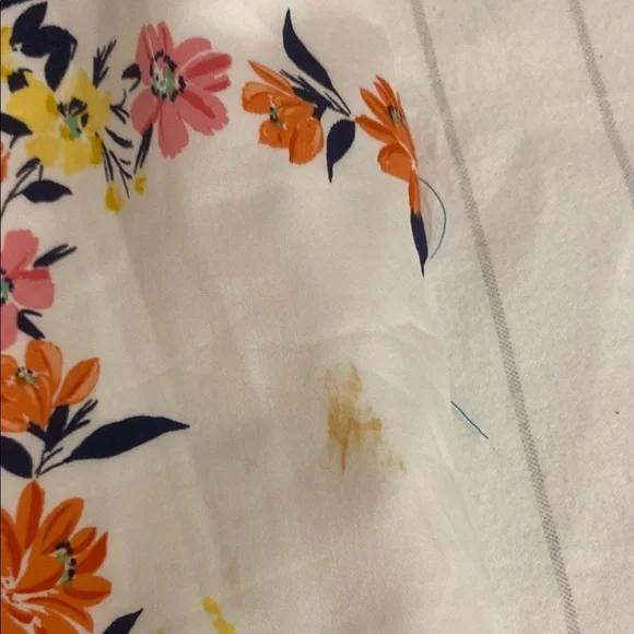 Maggy London White Dress with Floral Accents Amalia Short Sleeve Jersey Size 8 - Picture 12 of 12